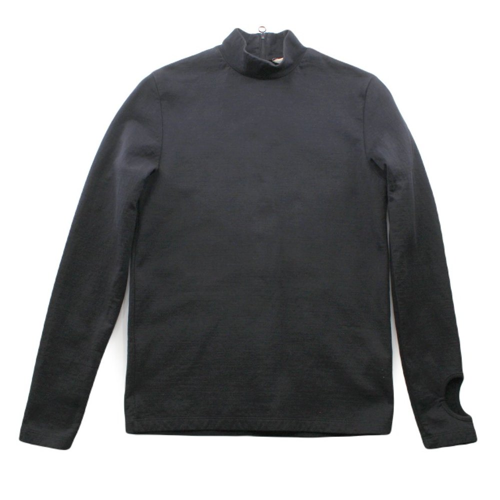 GOLDEN GOOSE Black Mock Neck Sweatshirt Back Zip Watch Cutout Top SZ XS Italy - Picture 2 of 16
